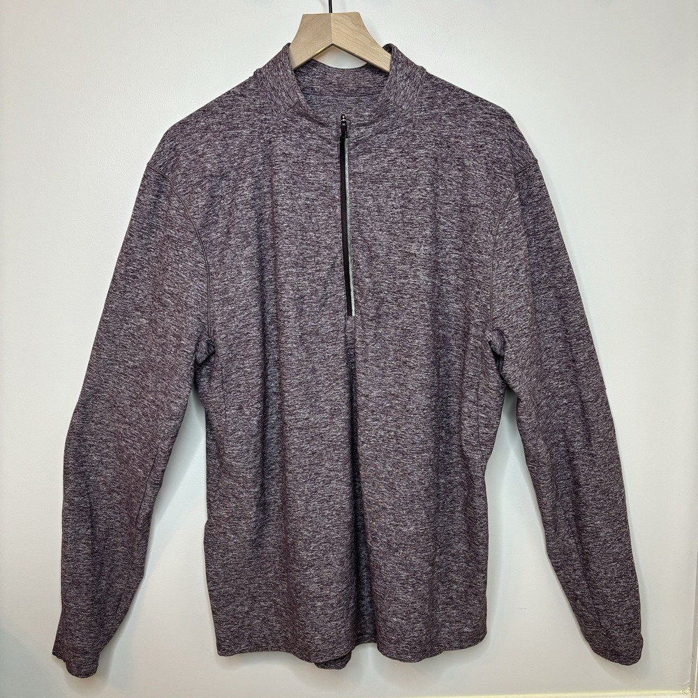 Lululemon Pullover Surge Warm 1/2 Zip Reflective Heathered Black‎ Cherry Mens XL